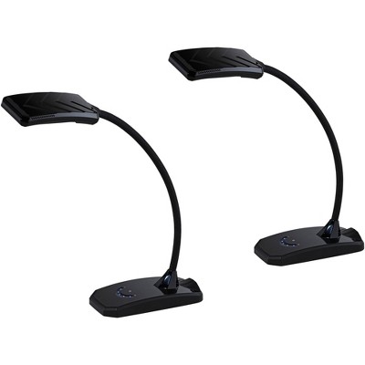 360 Lighting Ricky 13 3/4" High Small Modern Desk Lamps Set of 2 USB Ports LED Gooseneck Black Home Office Living Room Charging Bedroom Bedside