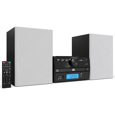 PHILCO Stereo Shelf System with Tray-Loading CD Player, Bluetooth Streaming, USB Input, MP3/AUX Support, FM Radio, LCD Display, Headphone Jack