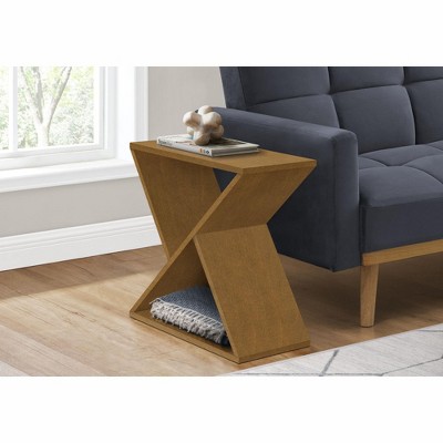 Sapphtopaz Modern Narrow End Table with Slanted Cubby Storage 2-Tier Side Table with X-Cross Design Accent Coffee Table for Living Room,Bedroom