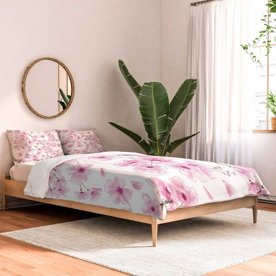 Deny Designs Melly Terpening Cherry Blossom In White Queen/Full Comforter and Sham Set (2-3pc Set)