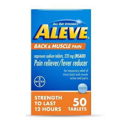 Aleve NSAID Back & Muscle Pain Reliever & Fever Reducer Tablets - Naproxen Sodium - 50ct