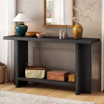 Vintage-Inspired and Ash Wood Veneer ConsoleTable with T-Leg Design,Suitable for Study,Entryway, Hallway, Living Room