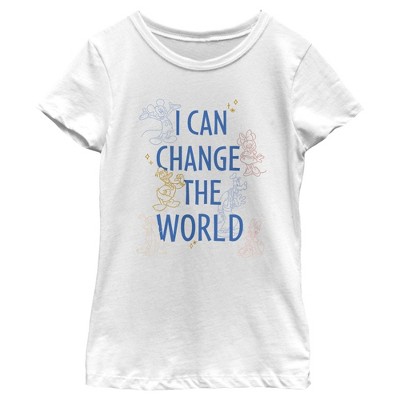Girl's Mickey & Friends Change The World T-Shirt