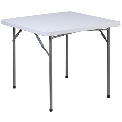 Emma and Oliver 2.81-Foot Square Granite White Plastic Folding Table - Card Table/Game Table