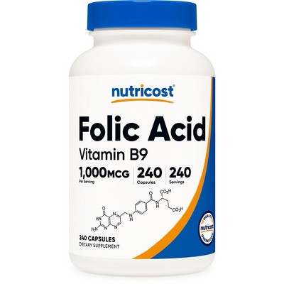 Nutricost Folic Acid (Vitamin B9) Capsules (1000 MCG) (240 Capsules)