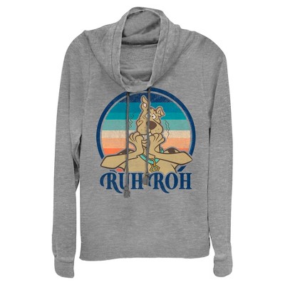 Juniors Womens Scooby Doo Ruh Roh Retro Circle Cowl Neck Sweatshirt