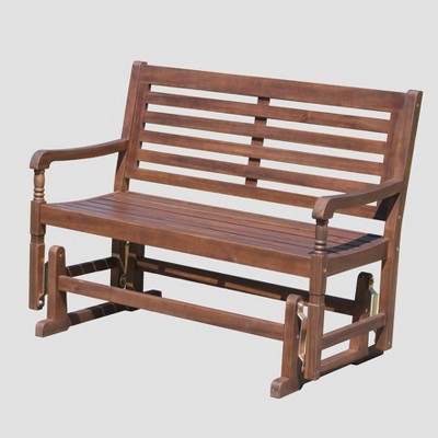 Nantucket Glider Bench - Merry Products: Acacia Hardwood, Rust-Resistant, 500lb Capacity