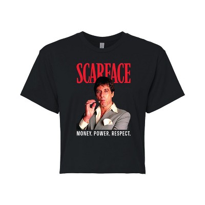 Women's - Scarface - Money Power Respect Cropped Graphic T-Shirt