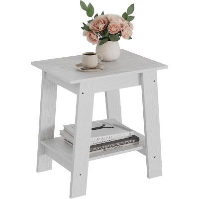 Wood Side Table with Storage Shelf, Small End Tables for Small Spaces, Square Nightstand and Accent Table for Living Room & Bedroom