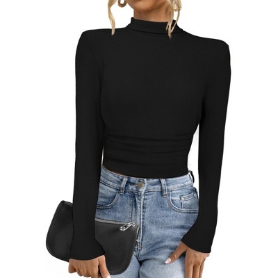 INSPIRE CHIC Women's Long Sleeve Mock Turtle Neck Trendy Casual Sweater