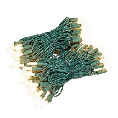 Novelty Lights RetroGlo Ceramic Mini Lights 100 Light on Green Wire 34 Feet Long