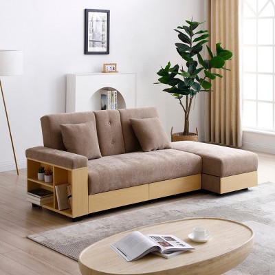 84"Convertible Couch Bed Multifunctional Folding Sofa Bed Couch With Storage Ottoman,2 Seater Couch Sofa With Storage And Cup Holder-Cuddlewood