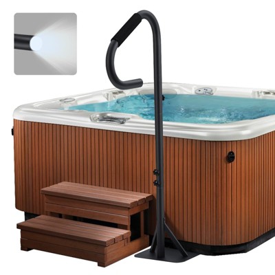 Hot Tub Handrail with LED Light, 360° Rotatable Spa Side Handrail with 35"～57" Adjustable Height, Hot Tub Hand Rail for Indoor & Outdoor