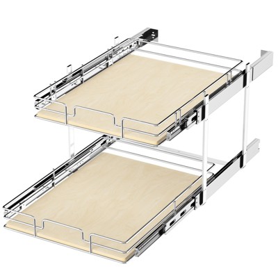 LOVMOR 2 Tier Individual Pull Out Cabinet Organizer, Slide Out Wood Shelves Organizers, Pull Out Drawers Organization and Storage for Kitchen Cabinet