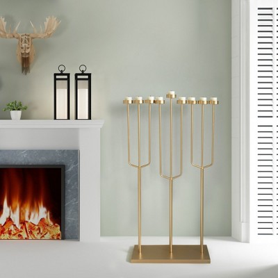 Modern Design Hanukkah Menorah Exceptional presentational piece, 9 Branch Tea Light Candle Holders