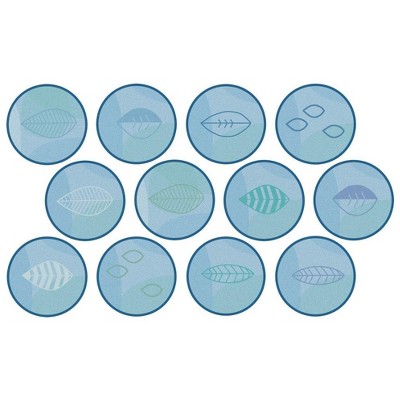 Carpets for Kids Pixel Perfect Peaceful Spaces Leaf Seating learning Rug 16" Circles Kit Blue Set of 12
