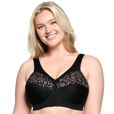 Glamorise Womens MagicLift Cotton Support Wirefree Bra 1001 Black