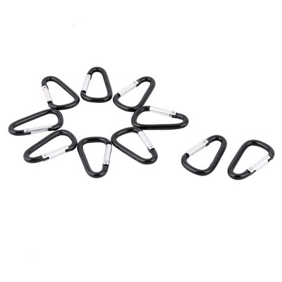 Unique Bargains Aluminum Hiking D-Ring Keychain Carabiner Hook Black 1.46" x 0.87" x 0.16" 10 Pcs