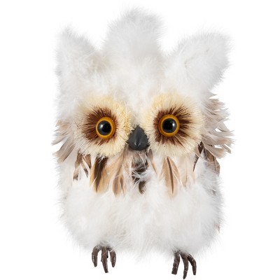 Northlight Woodland Feathery Owl Christmas Tabletop Figure - 7"
