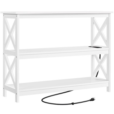 Yaheetech 3-Tier Wooden Console Table with Power Outlet Entryway Table