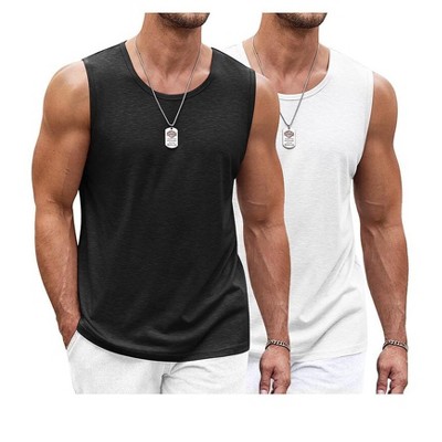 COOFANDY Men's Workout Tank Top 2 Pack Casual Soft Sleeveless Gym Muscle Shirts Bodybuilding Tee S-XXL