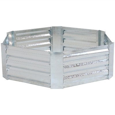 Sunnydaze Corrugated Galvanized Steel Hexagon Raised Garden Bed Kit for Vegetables, Plants, and Flowers - 40" W x 12" H