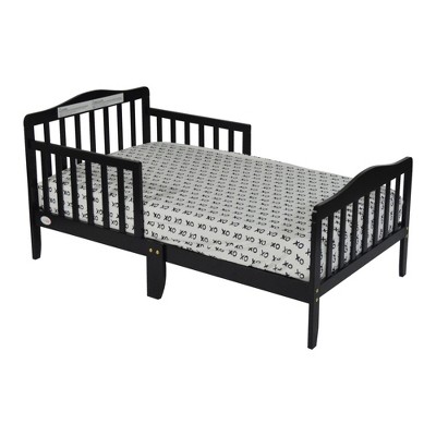 INFURNIC Beds, Toddler Single Bed with Safety Guardrails and Headboard, Low To Floor Design for Toddler Children, Black, 70"*36"*27"