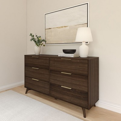 Plank+Beam 6 Drawer Dresser with Brass Handle