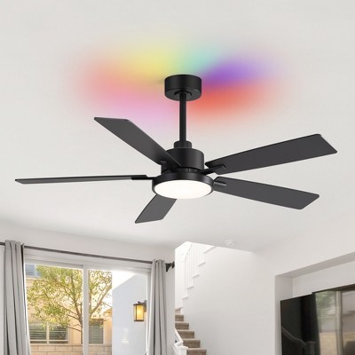 Airsurfer 52" Ceiling Fan with 3 Colors LED Light and Memory Function,6 Speeds Quiet Motor,5"/10" Downrods,Remote Included,Ceiling Fan for Living Room