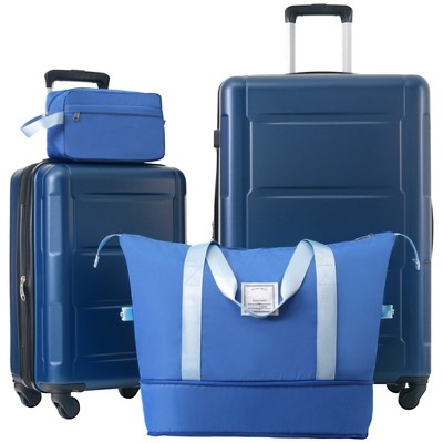 Syemin 4 PCS Bag and Luggage Sets, with 4 Spinner Wheels Lightweight Suitcase, Suitable for business trips and travel, Blue, 18"*12.2"*28.3"