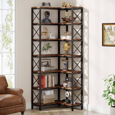 LITTLE TREE 66.74" 7 Tier Corner Bookshelf Brown