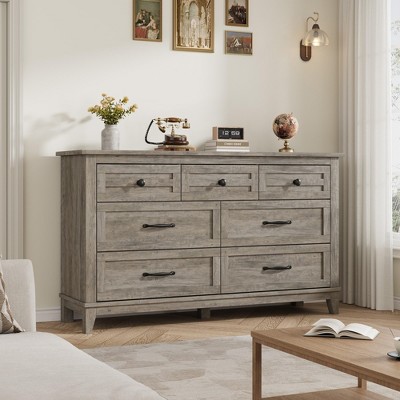 7 Dresser for Bedroom, 54" Wide Drawer Dresser with Storage Freestanding, Wooden Closet Storage Chest for Living Room, Bedroom, Entryway
