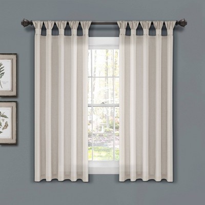 Burlap Knotted Tab Top Light Filtering Window Curtain Panels - Lush Décor