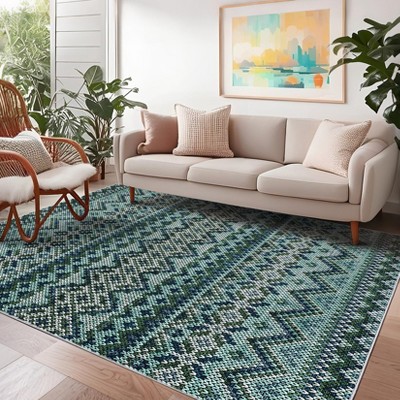 Living Room Rugs Soft Boho Geometric Area Rugs Non-Slip Washable Area Rug for Bedroom Home Office Dining Room
