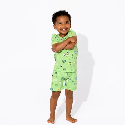 Bellabu Bear Toddler Soccer Bamboo Kids Pajama Short Set