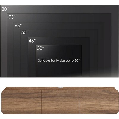 Atelier Mobili,Floating TV Console for up to 80 inch TV and Under TV Cabinet (Walnut)