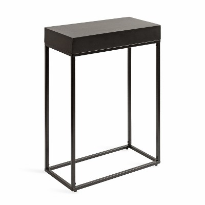 Kate and Laurel Karlsen Wood and Metal Slim Side Table, 16x8x24, Black