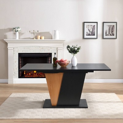 61" Rectangle MDF Extendable Dining Table,Kitchen Table With Storage And MDF Base,Wooden Table For Home Kitchen Dining Room-Cuddlewood