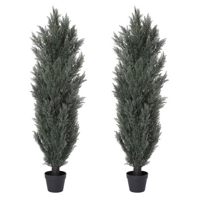 NAYSAYE Planter 150cm Detachable Artificial Green Cypress Tree Realistic Tall Faux Plant for Indoor Outdoor Garden, Green, 8.7"*8.7"*59"