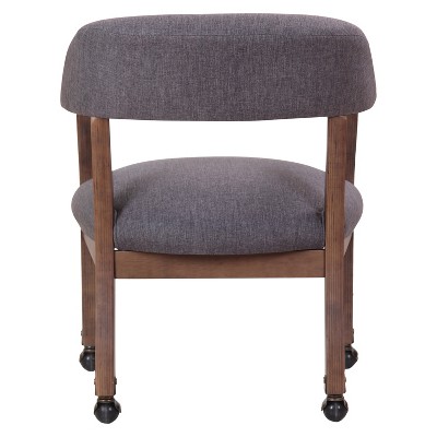 Boss Office Products Modern Captain's Chair with Casters Slate Gray: Upholstered Desk Chair with Nailhead Trim, Fixed Arms