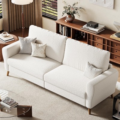 GustoWave 84inch 2 Seater Sofa with Wood Legs, Deep Seat Sofa, Modern Soft Boucle Loveseat for Living Room