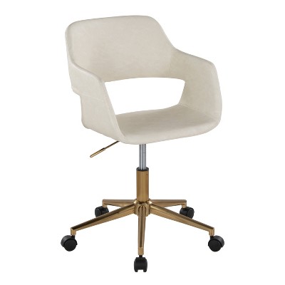 LumiSource Margarite Task Chair Gold/Cream PU