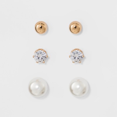 Stud Earring Set 3pk - A New Day™