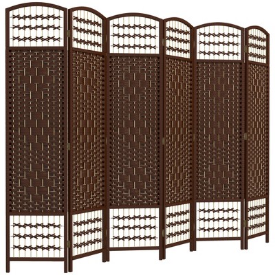 HOMCOM Room Divider, Folding Privacy Screen, 5.6' Room Separator, Wave Fiber Freestanding Partition Wall Divider