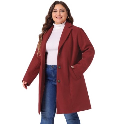 Women's Winter Notched Lapel Single Breasted with Pockets Pea Coats - Agnes Orinda