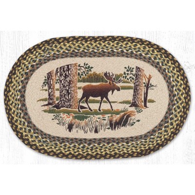 Earth Rugs Handmade Moose Forest Oval Jute Patch Tread Rug – 20"x30" Rustic Home