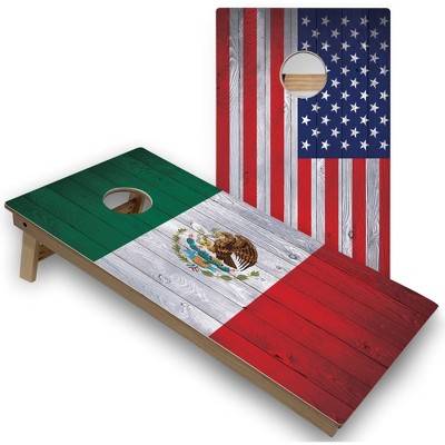 Skip's Garage Mexico & USA Flag Cornhole Board Set, Includes 2 Boards, 8 Bags