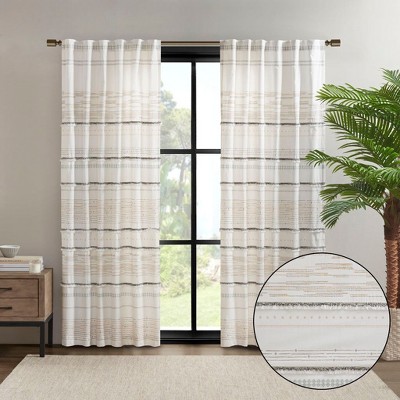 Kumasinova 84" Cotton Printed Kitchen Curtains Panel,Window Curtains with Chenille/Tassel,Living Room Curtains with Lining,Boho Curtains for Bedroom