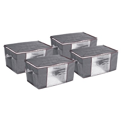 Unique Bargains Clothes Storage Bag with Reinforced Handles Foldable Closet Organizers with Clear Window