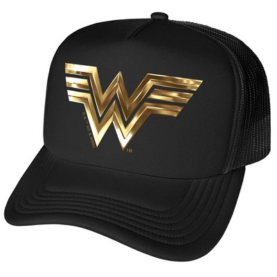 Wonder Woman Golden Logo Foam Trucker Cap Black
